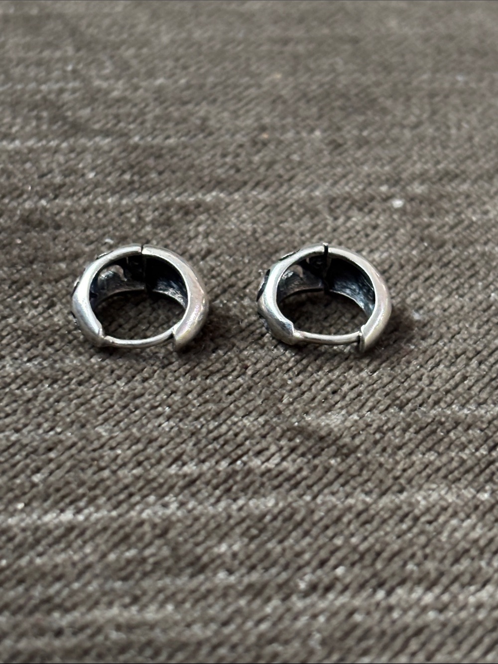 .925 Sterling Silver REVERSIBLE Crescent Moon Earrings Fine Jewelry Artisan Vntg - Picture 10 of 13